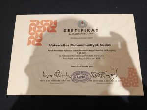 SERTIFIKAT AIPNI UNTUK PRODI NERS ATAS KEBERHASILAN UKOM DENGAN PEROLEHAN 96 % KOMPETEN